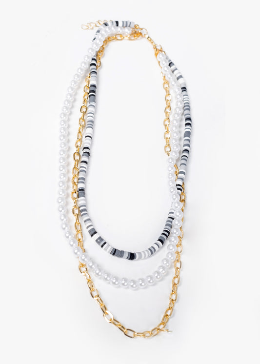 Collar triple perlas y mostacillas