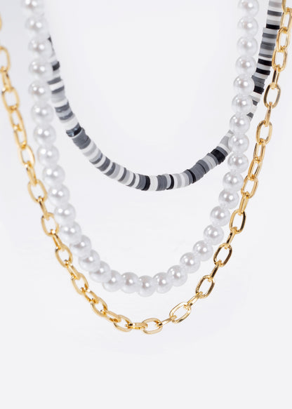 Collar triple perlas y mostacillas