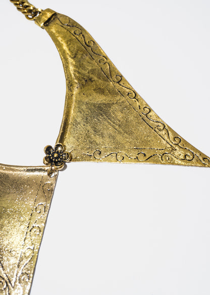 Collar vintage con dije grande puntas y flor al centro