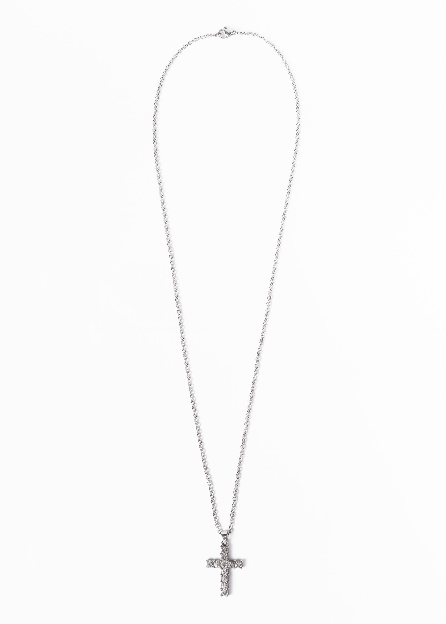 Cadena con dije cruz brillante zirconias acero quirúrgico