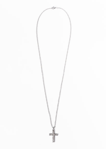 Cadena con dije cruz brillante zirconias acero quirúrgico