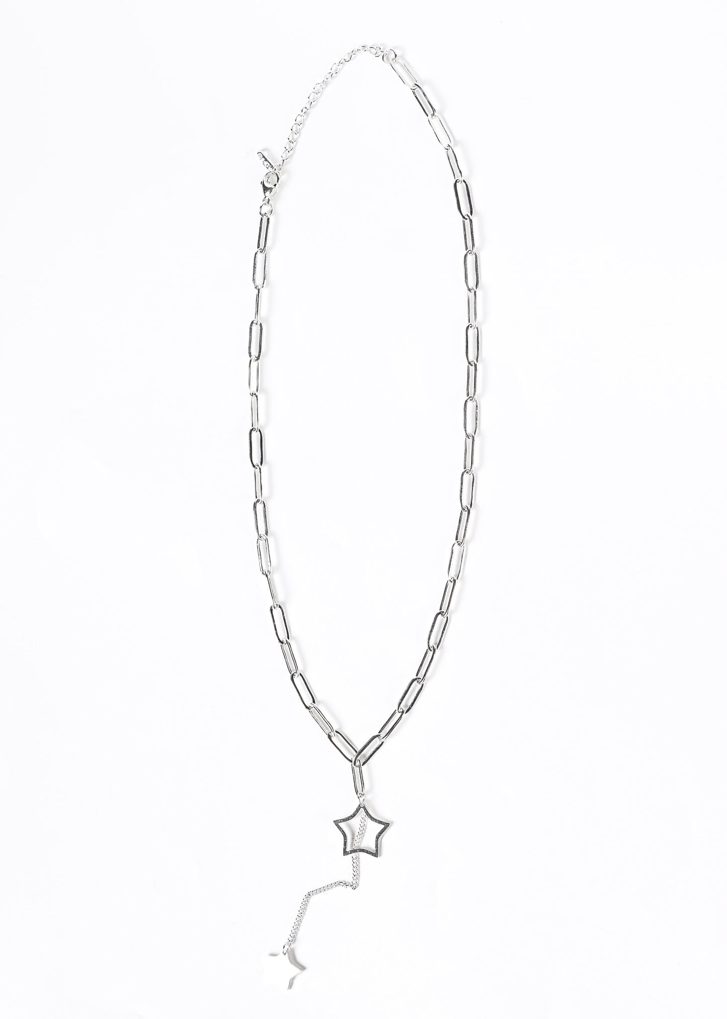 Collar eslabones y dijes estrellas acero quirúrgico blanco