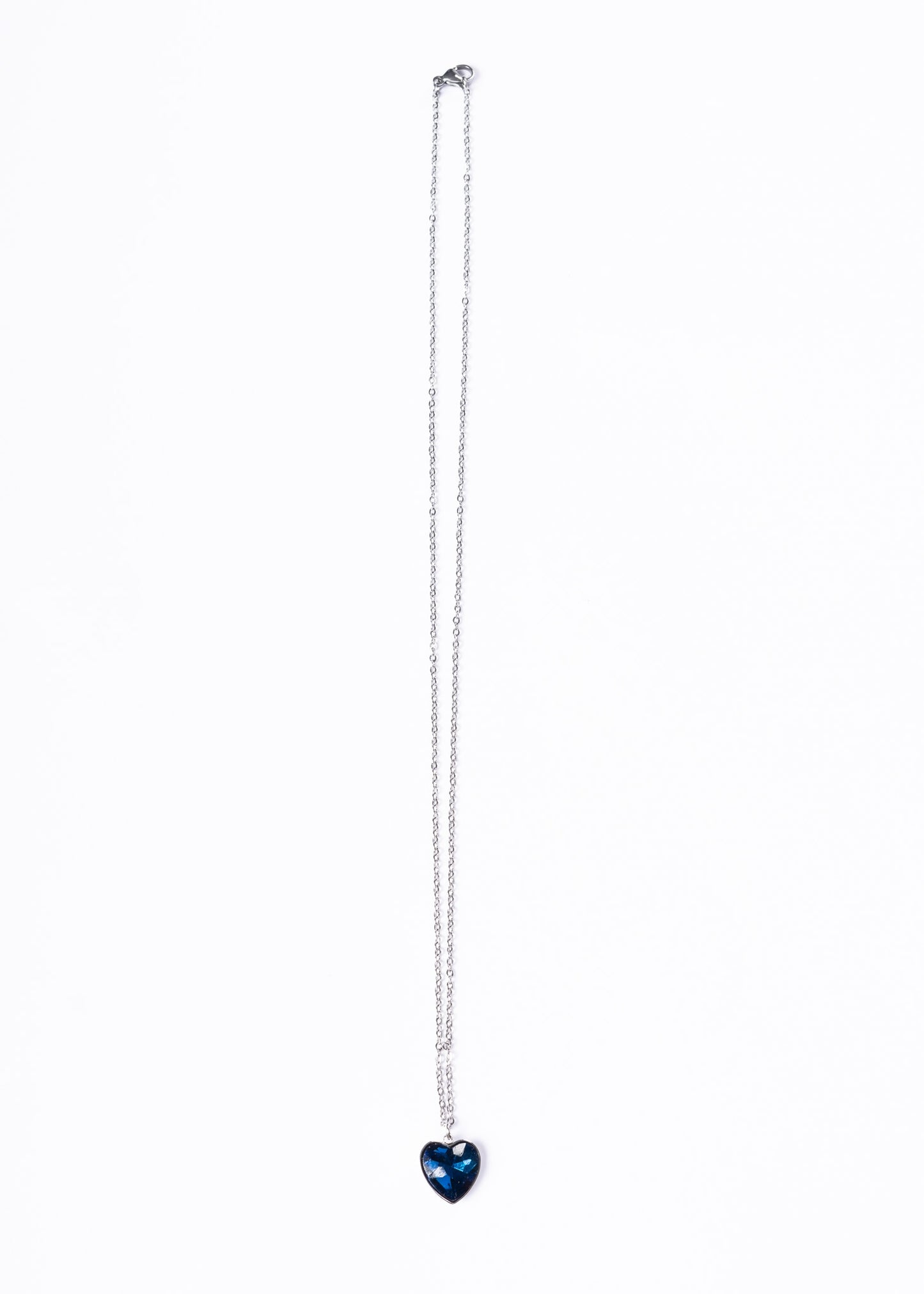 Collar forcet 50cm con dije corazón cristal azul - Acero quirúrgico