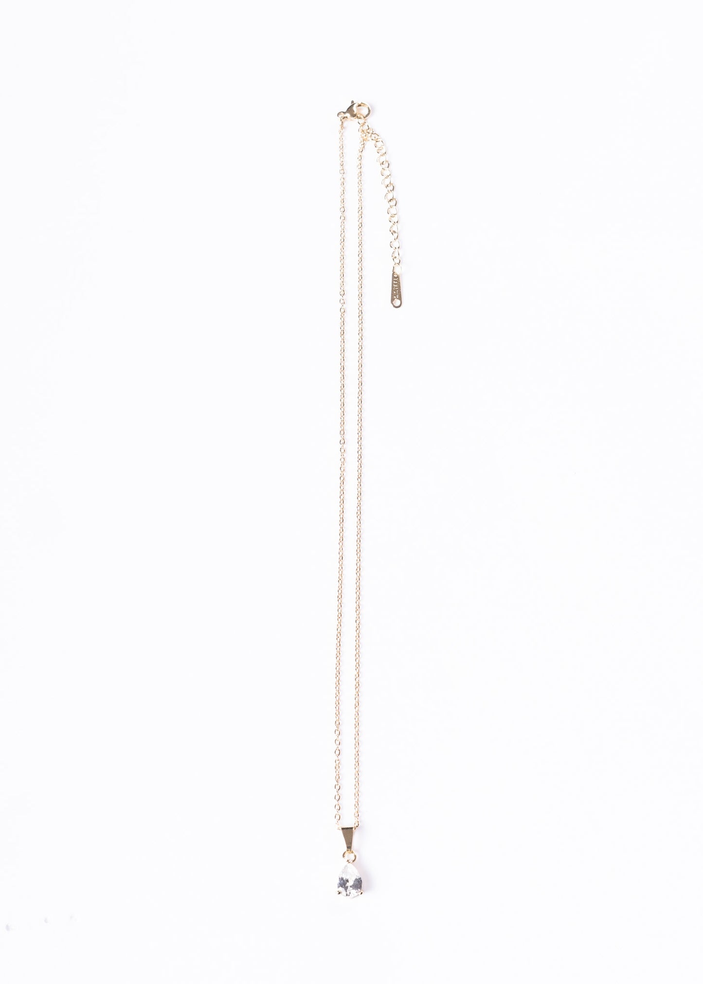 Collar con dije gota zirconia - Acero quirúrgico enchapado en oro