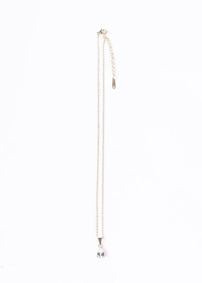 Collar con dije gota zirconia - Acero quirúrgico enchapado en oro