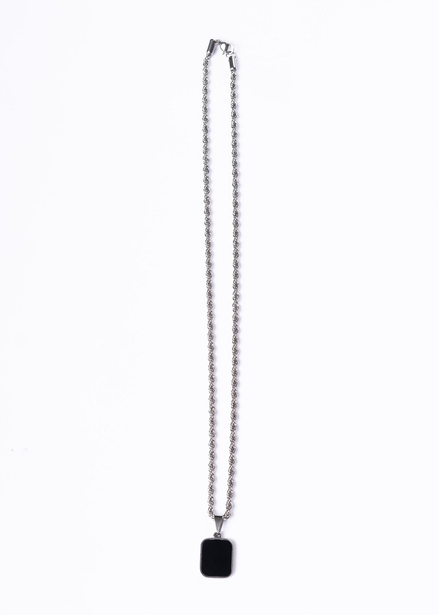 Cadena 60cm con dije placa negra acero quirúrgico