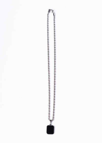 Cadena 60cm con dije placa negra acero quirúrgico