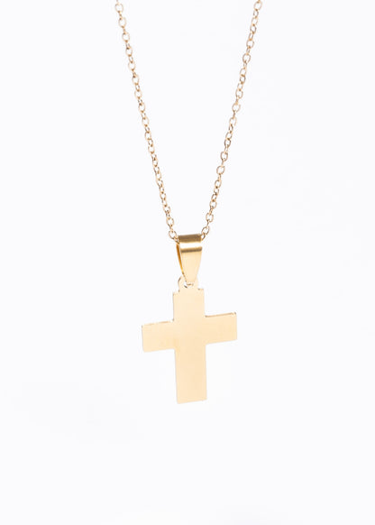 Conjunto cadena 45cm y cruz acero quirúrgico - Dorado unisex