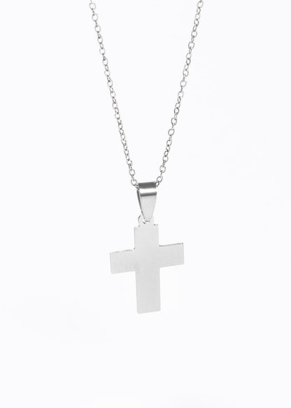 Conjunto cadena 45cm y cruz acero quirúrgico - Plateado unisex