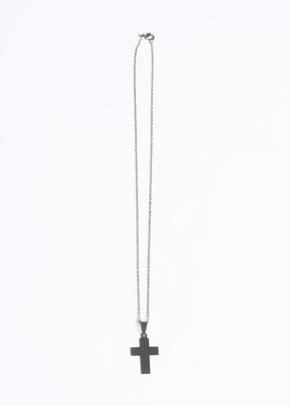 Conjunto cadena 45cm y cruz acero quirúrgico - Plateado unisex