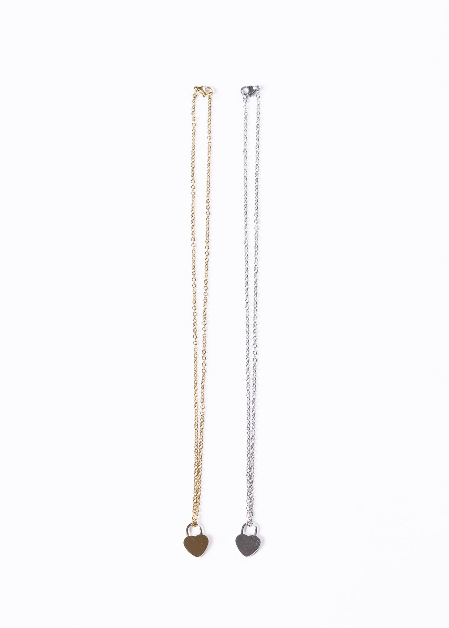 Set x2 collares con dije corazón candado acero quirúrgico