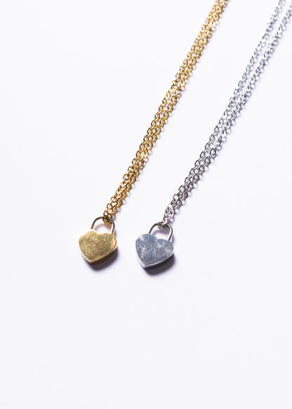 Set x2 collares con dije corazón candado acero quirúrgico