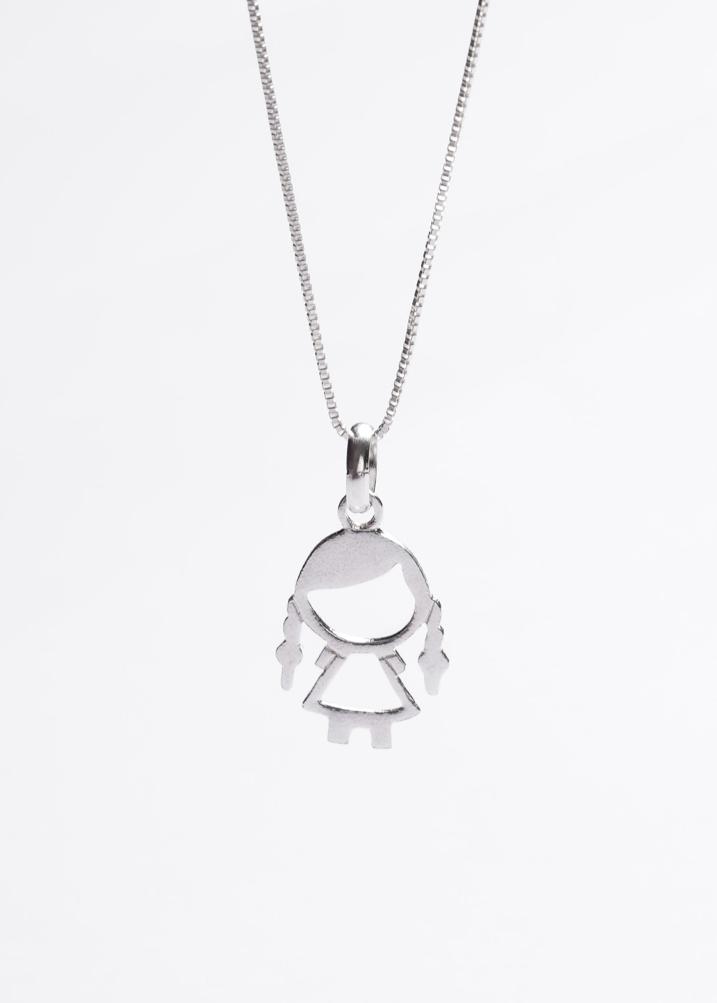 Cadena collar con dije niña 20mm liso plata 925