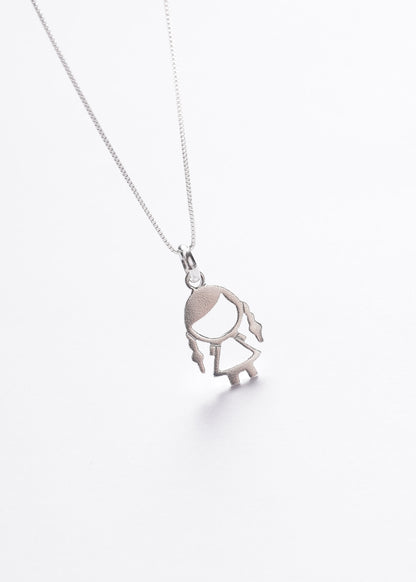 Cadena collar con dije niña 20mm liso plata 925