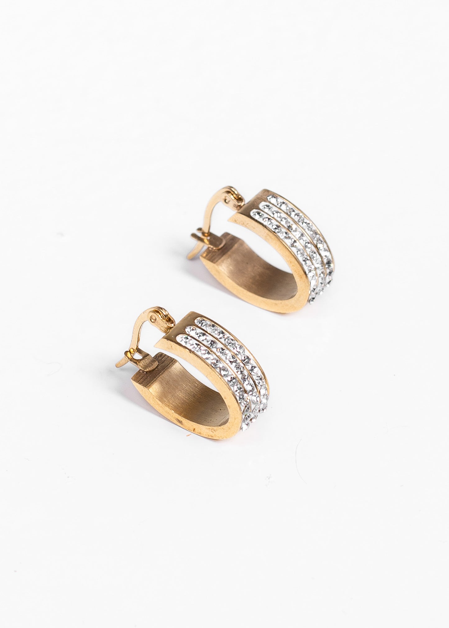 Aros oval con strass acero quirúrgico
