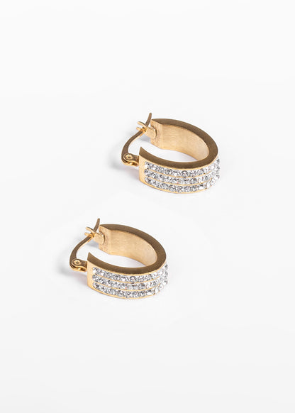 Aros oval con strass acero quirúrgico