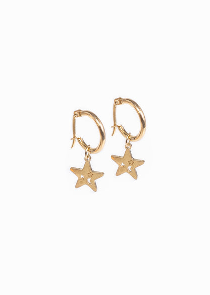 Aros con dije estrella acero quirúrgico