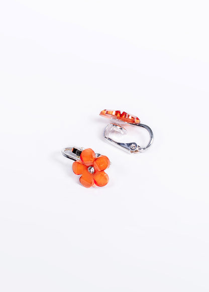 Caravanas clips flores - Plateado