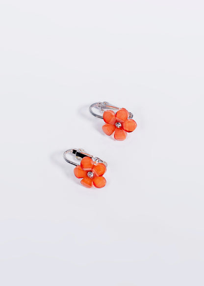 Caravanas clips flores - Plateado