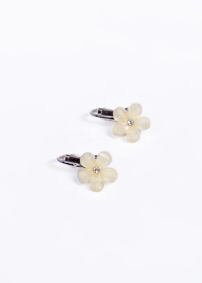 Caravanas clips flores - Plateado