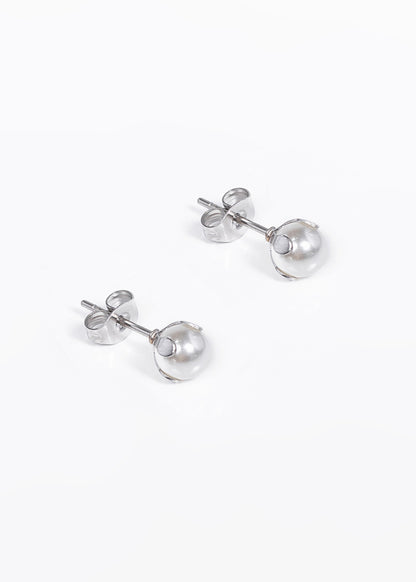 Caravanas perla blanca 6mm engarzada acero quirúrgico