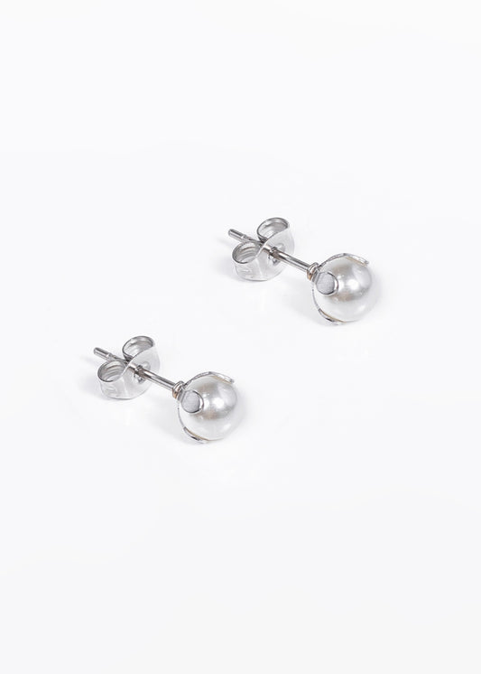Caravanas perla blanca 6mm engarzada acero quirúrgico