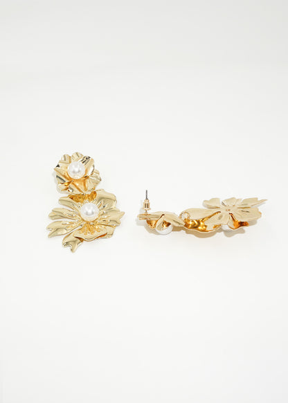 Caravanas flores con perla al centro