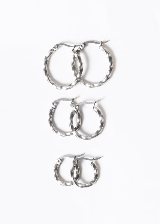 Set X3 Caravanas Aros Torneados Acero Quirúrgico