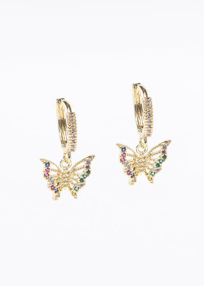Caravanas aros dije mariposa zirconias de color acero quirúrgico