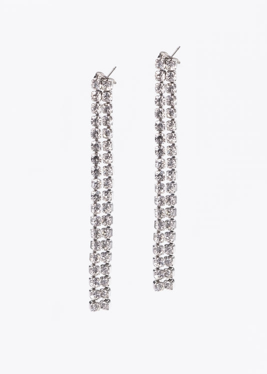 Caravanas strass doble tira acero quirúrgico - gala