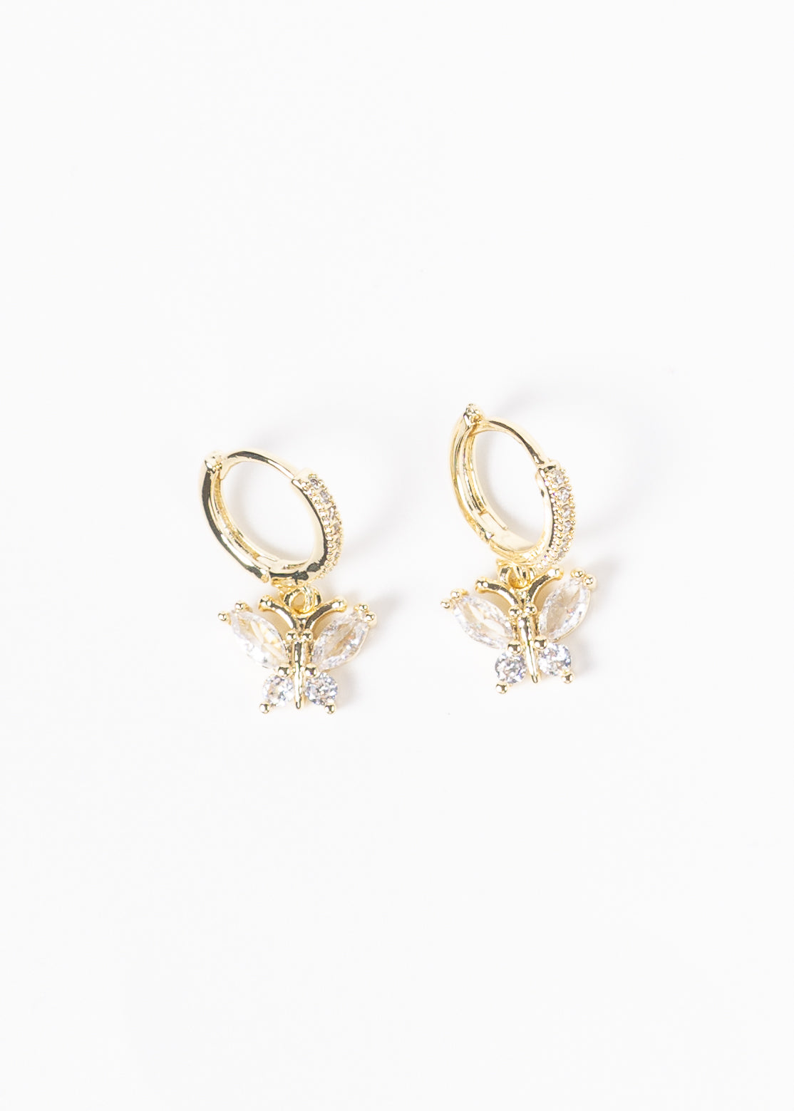 Caravanas aros mariposa zirconia acero quirúrgico