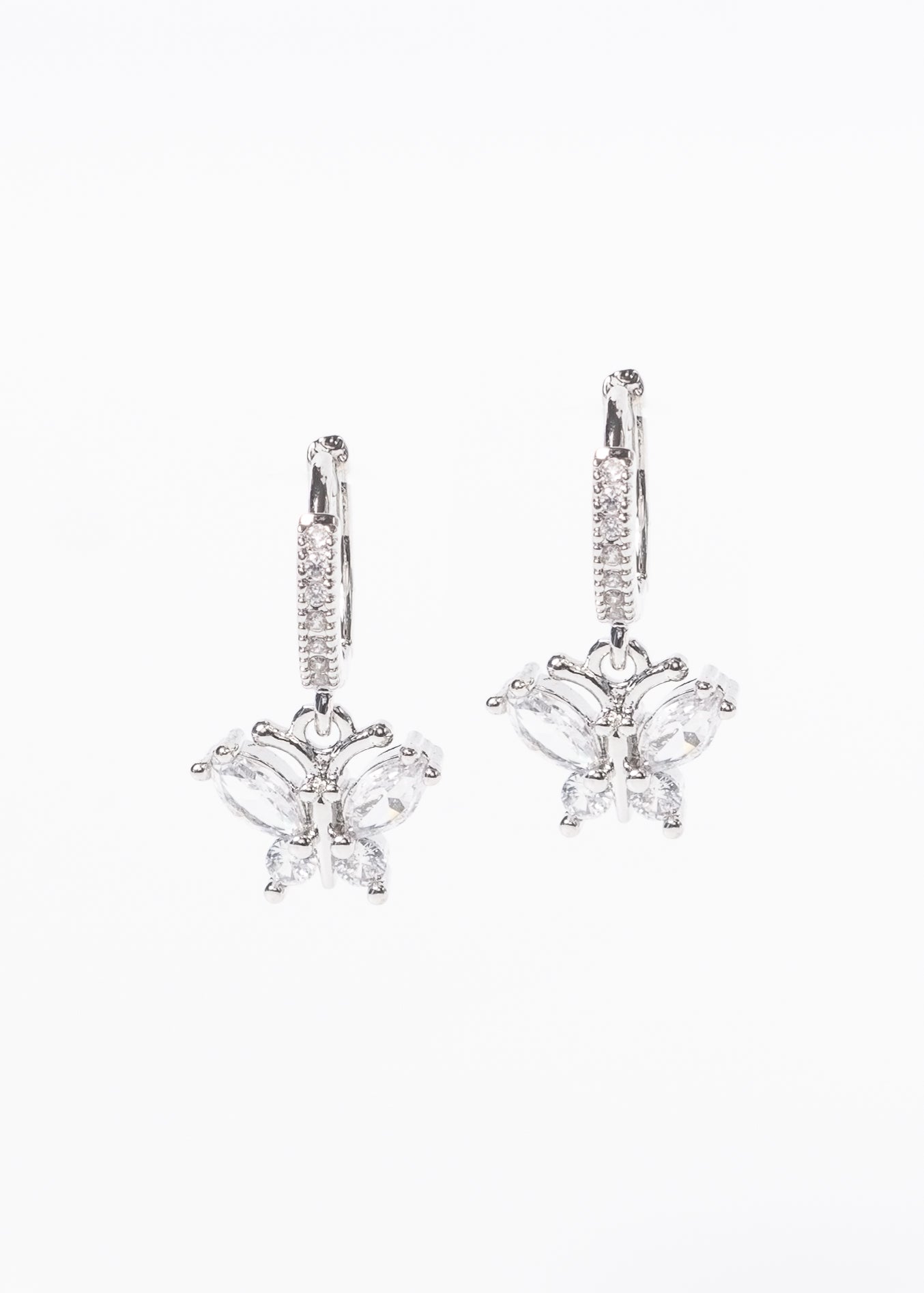Caravanas aros mariposa zirconia acero quirúrgico