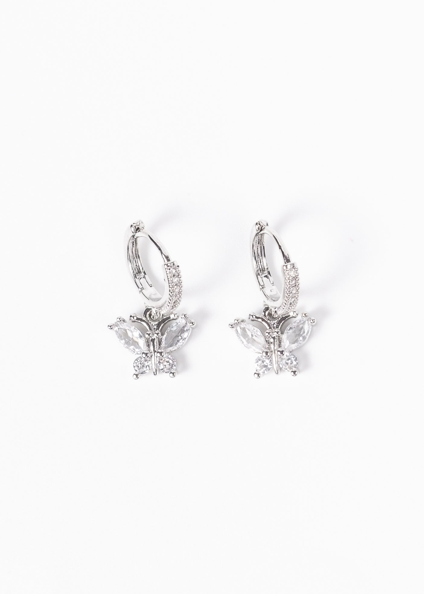 Caravanas aros mariposa zirconia acero quirúrgico