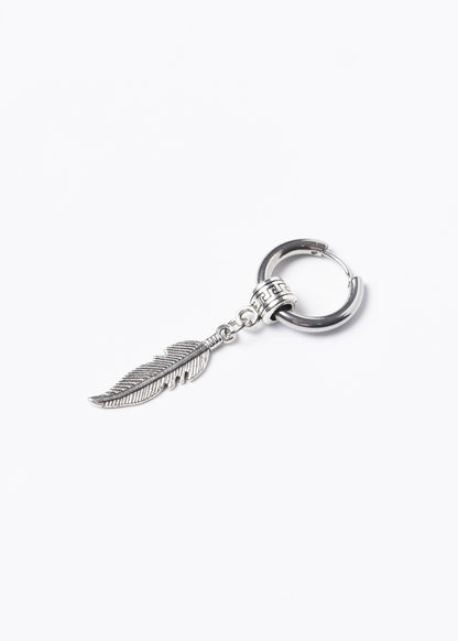 Aro con dije pluma griega acero quirúrgico