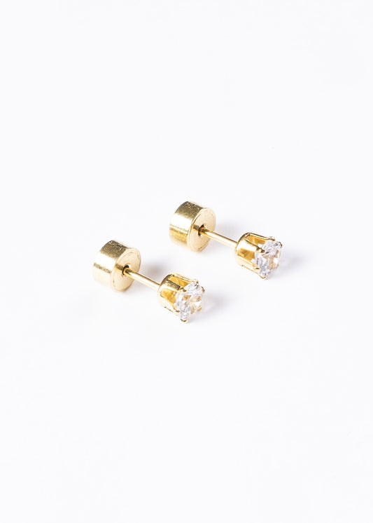 Caravanas punto luz con tapón acero quirúrgico - Dorado