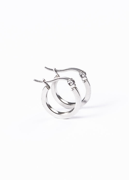 Caravanas aros chatos 15mm acero quirúrgico - Plateado