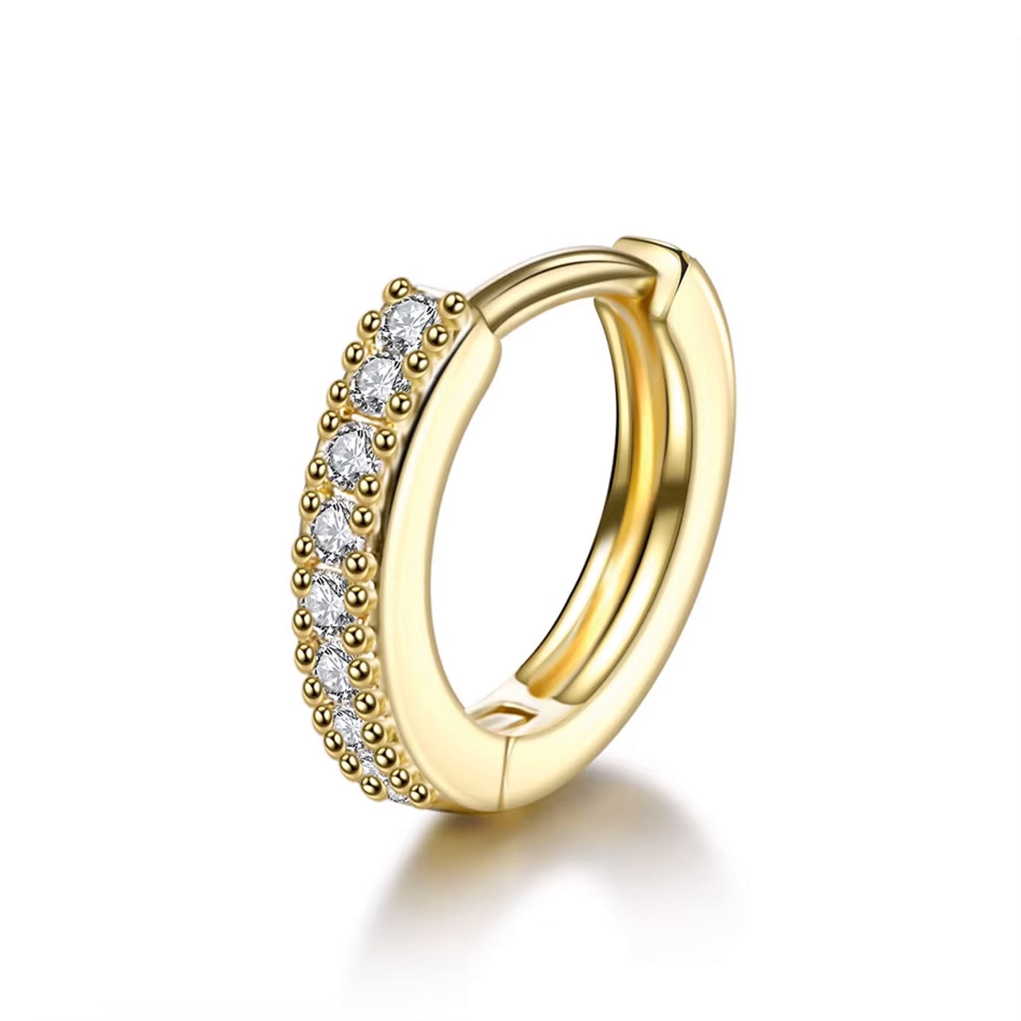 Caravana aro solitario huggie zirconias Acero Quirúrgico -Dorado