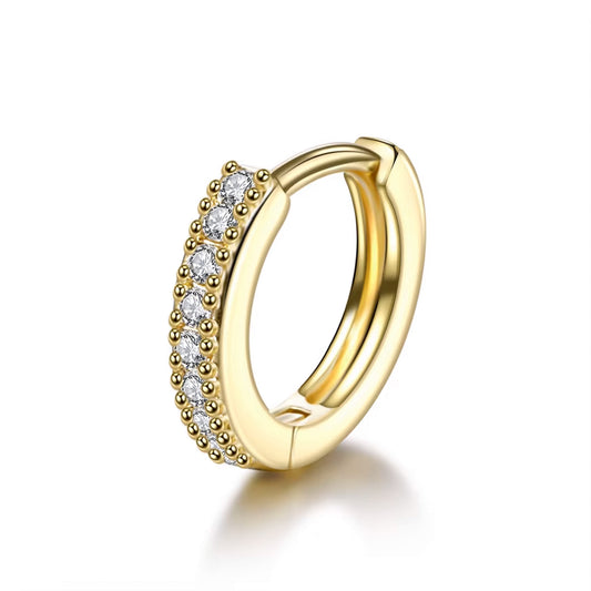 Caravana aro solitario huggie zirconias Acero Quirúrgico -Dorado