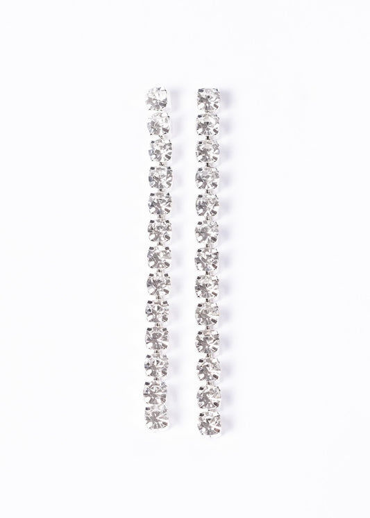 Caravanas gala fiesta tira larga strass - Enchapado en plata