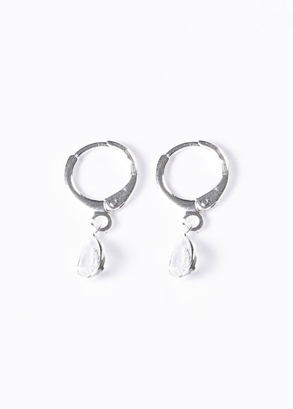 Caravanas aros con gota blanca - Enchapado en plata