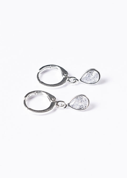 Caravanas aros con gota blanca - Enchapado en plata