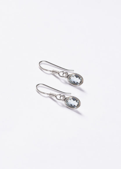 Caravanas colgantes topacio celeste oval plata 925 - Claridad