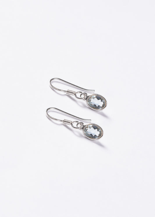 Caravanas colgantes topacio celeste oval plata 925 - Claridad