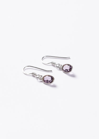Caravanas colgantes amatista oval plata 925 - Cambios