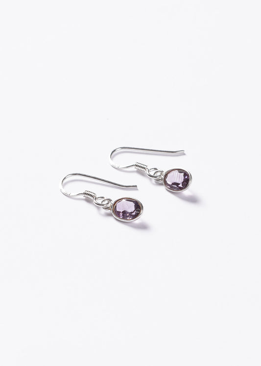 Caravanas colgantes amatista oval plata 925 - Cambios