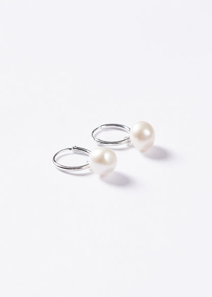 Caravanas aros 12mm con perla de río plata 925