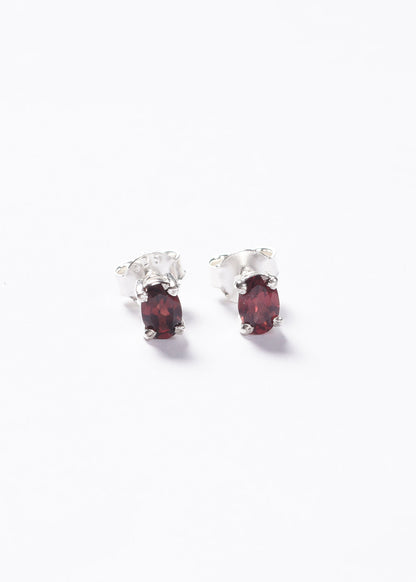 Caravanas oval granate 6mm plata 925 - Confianza