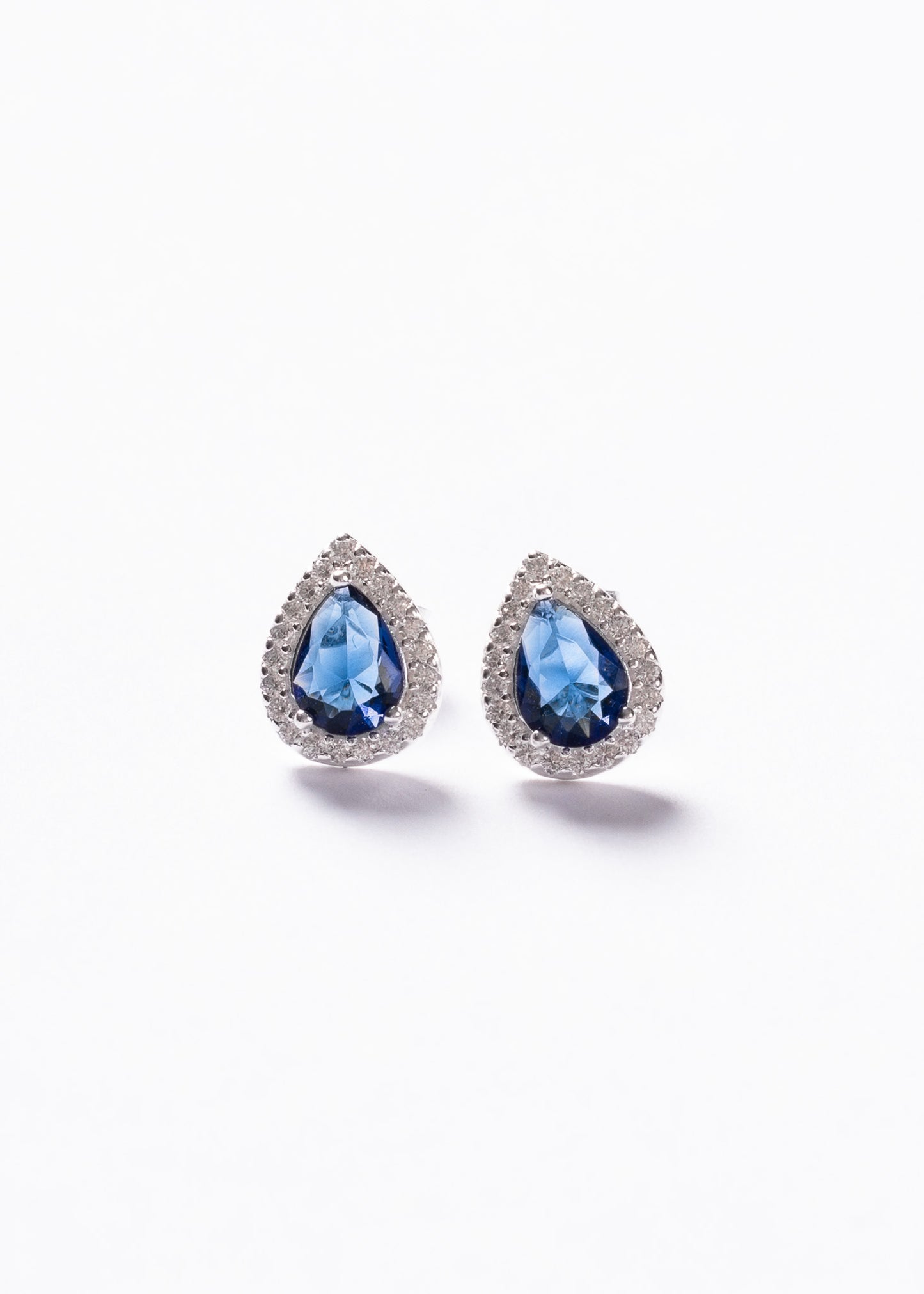 Caravanas gota zirconia blue plata 925