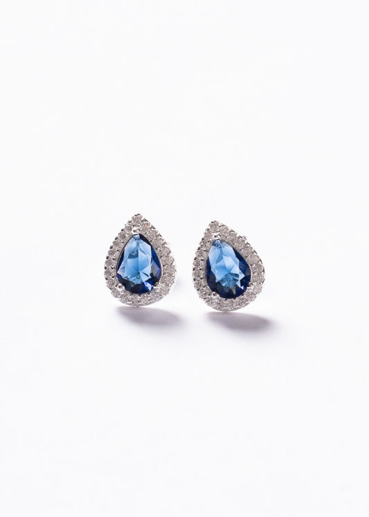 Caravanas gota zirconia blue plata 925