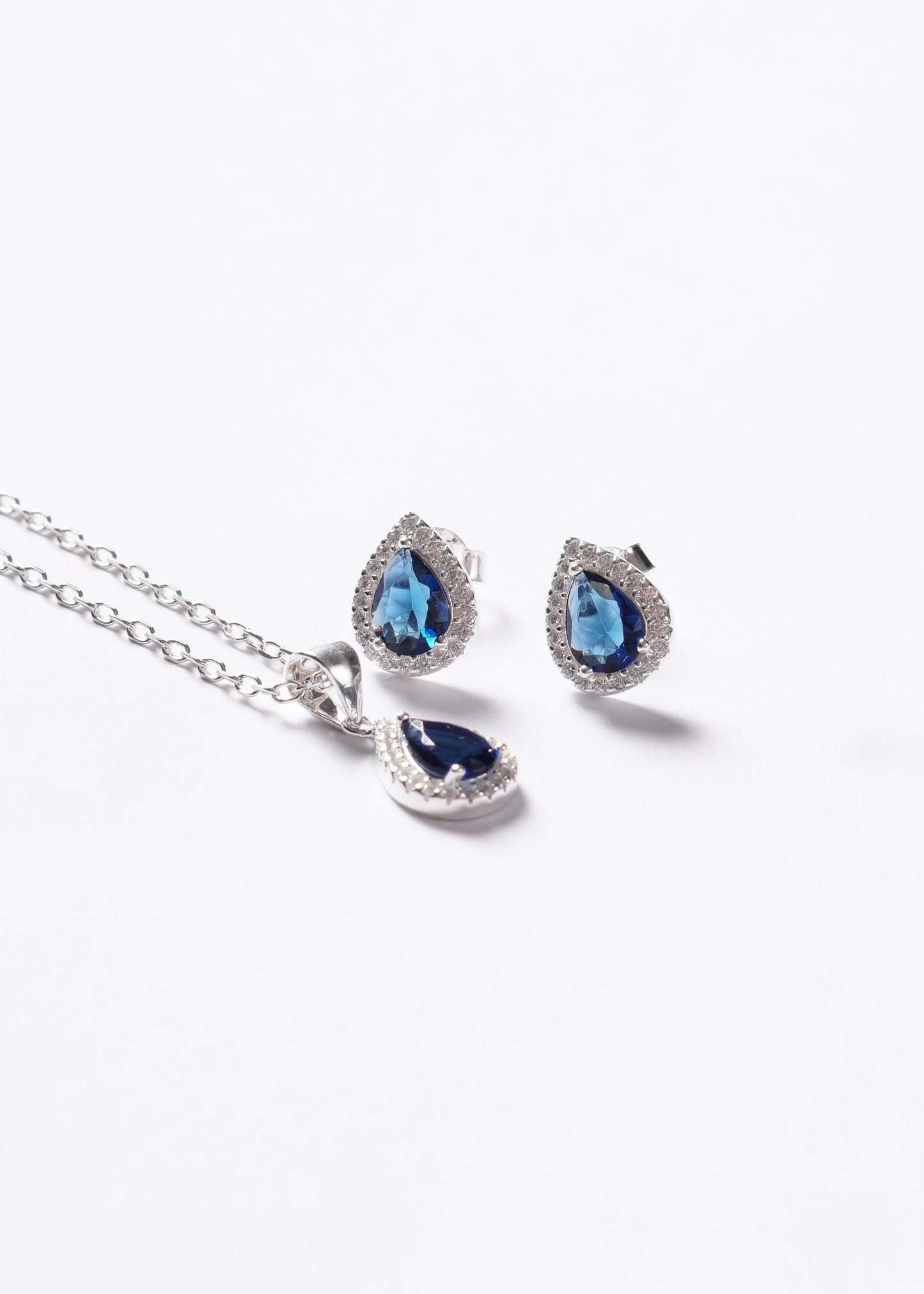 Caravanas gota zirconia blue plata 925